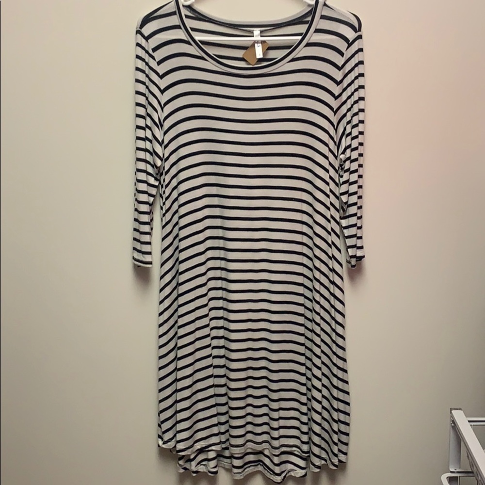 3/4 Sleeve Striped Sundress